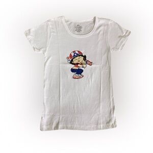 White Cotton Tee with Sailor Cartoon